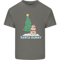 Funny Christmas Santa Bunny Kids T-Shirt Childrens Charcoal
