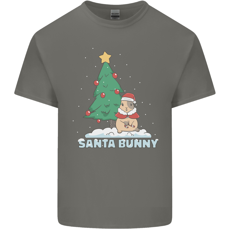 Funny Christmas Santa Bunny Kids T-Shirt Childrens Charcoal