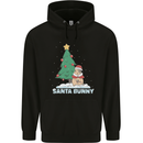 Funny Christmas Santa Bunny Mens 80% Cotton Hoodie Black