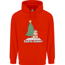 Funny Christmas Santa Bunny Mens 80% Cotton Hoodie Bright Red