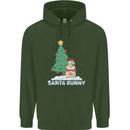 Funny Christmas Santa Bunny Mens 80% Cotton Hoodie Forest Green