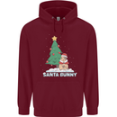Funny Christmas Santa Bunny Mens 80% Cotton Hoodie Maroon