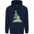 Funny Christmas Santa Bunny Mens 80% Cotton Hoodie Navy Blue