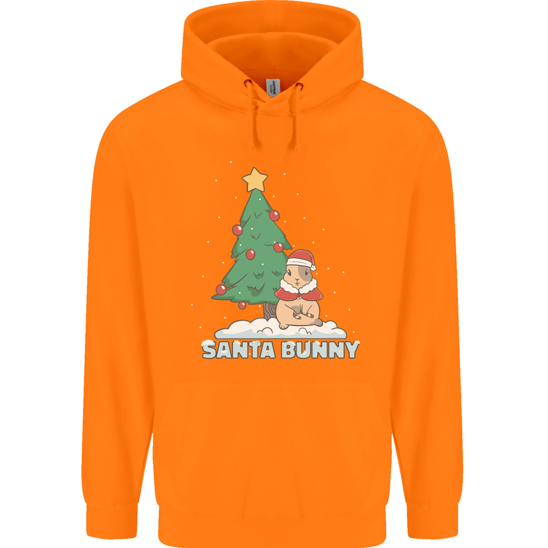 Funny Christmas Santa Bunny Mens 80% Cotton Hoodie Orange