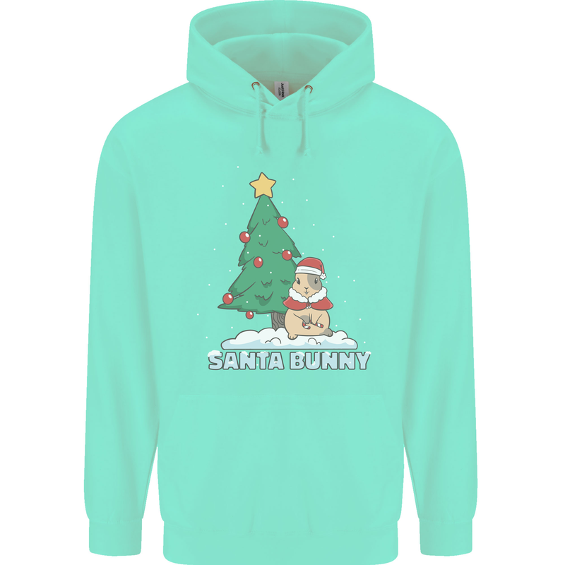 Funny Christmas Santa Bunny Mens 80% Cotton Hoodie Peppermint