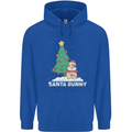Funny Christmas Santa Bunny Mens 80% Cotton Hoodie Royal Blue
