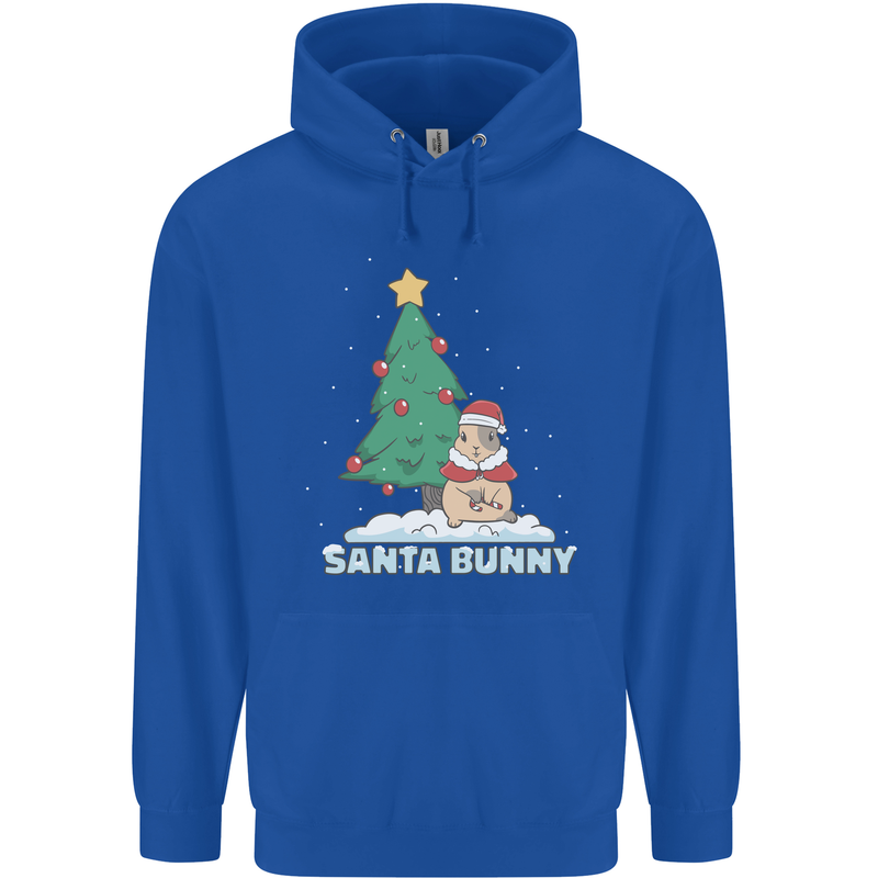 Funny Christmas Santa Bunny Mens 80% Cotton Hoodie Royal Blue