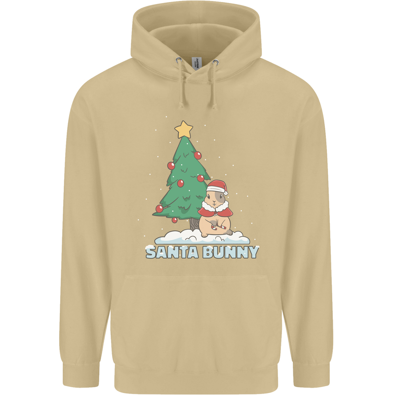 Funny Christmas Santa Bunny Mens 80% Cotton Hoodie Sand