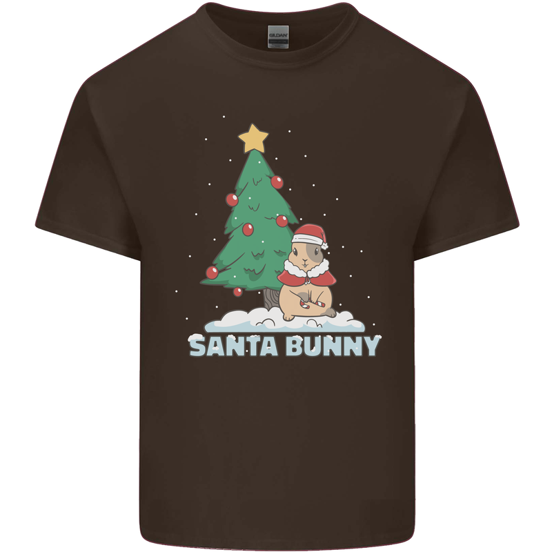 Funny Christmas Santa Bunny Mens Cotton T-Shirt Tee Top Dark Chocolate