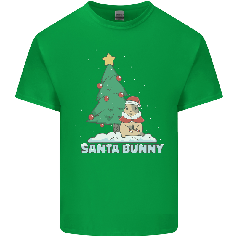 Funny Christmas Santa Bunny Mens Cotton T-Shirt Tee Top Irish Green