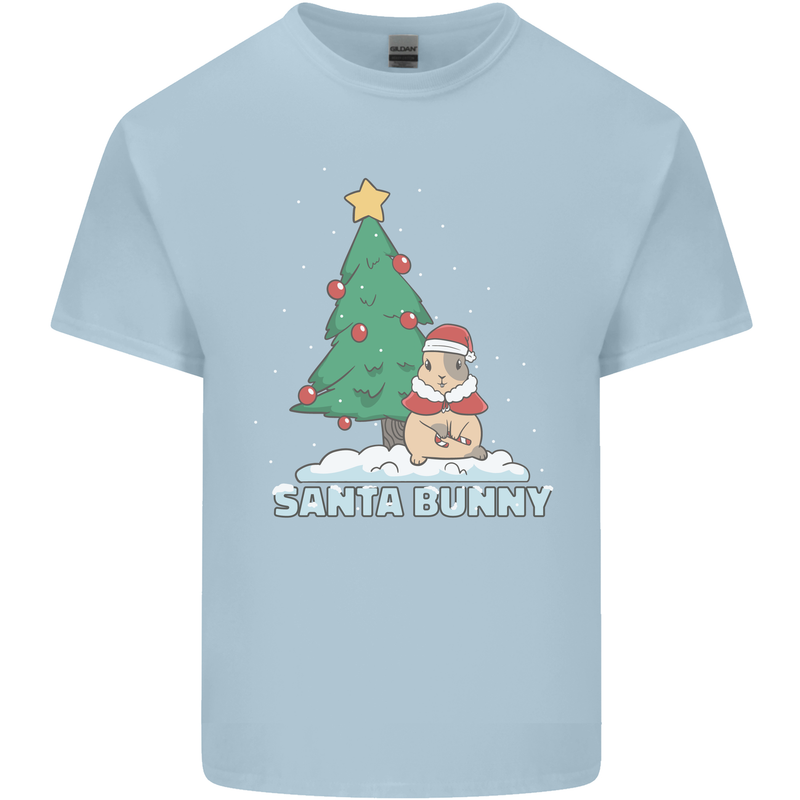 Funny Christmas Santa Bunny Mens Cotton T-Shirt Tee Top Light Blue