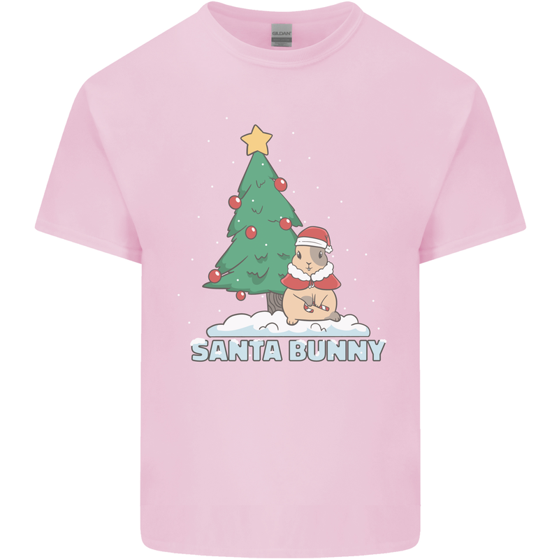 Funny Christmas Santa Bunny Mens Cotton T-Shirt Tee Top Light Pink