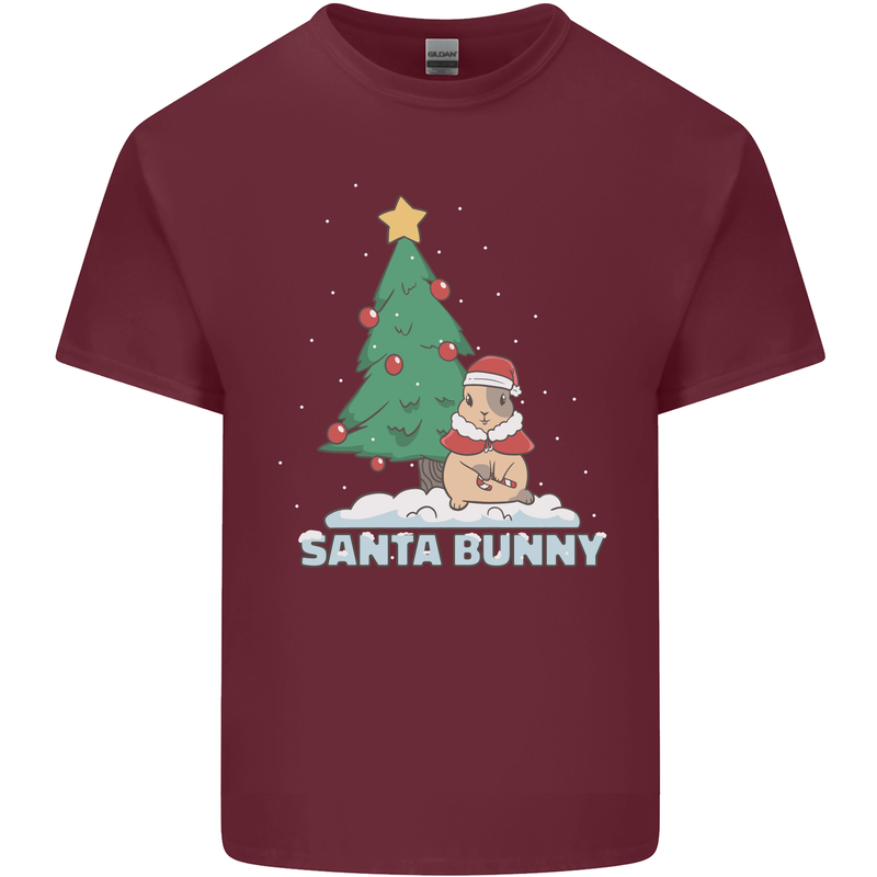 Funny Christmas Santa Bunny Mens Cotton T-Shirt Tee Top Maroon
