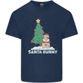 Funny Christmas Santa Bunny Mens Cotton T-Shirt Tee Top Navy Blue