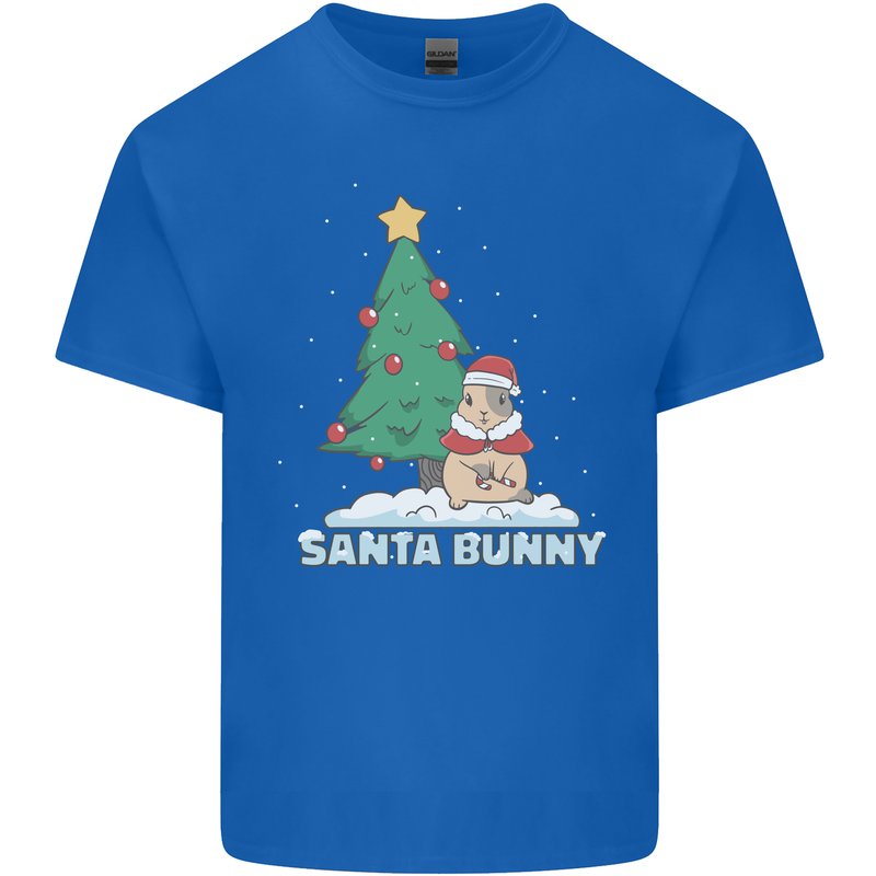 Funny Christmas Santa Bunny Mens Cotton T-Shirt Tee Top Royal Blue