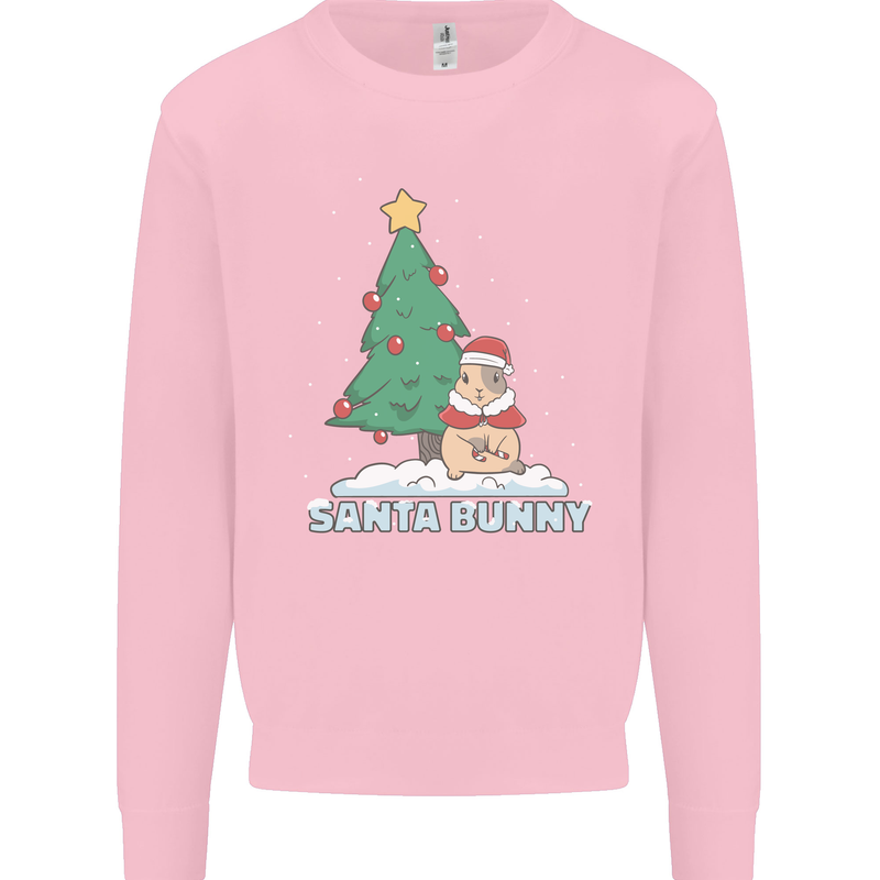 Funny Christmas Santa Bunny Mens Sweatshirt Jumper Light Pink