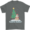 Funny Christmas Santa Bunny Mens T-Shirt Cotton Gildan Charcoal