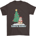 Funny Christmas Santa Bunny Mens T-Shirt Cotton Gildan Dark Chocolate