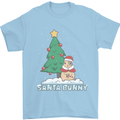 Funny Christmas Santa Bunny Mens T-Shirt Cotton Gildan Light Blue