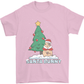 Funny Christmas Santa Bunny Mens T-Shirt Cotton Gildan Light Pink