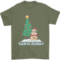 Funny Christmas Santa Bunny Mens T-Shirt Cotton Gildan Military Green