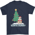 Funny Christmas Santa Bunny Mens T-Shirt Cotton Gildan Navy Blue