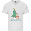 Funny Christmas Santa Bunny Mens V-Neck Cotton T-Shirt White