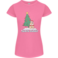 Funny Christmas Santa Bunny Womens Petite Cut T-Shirt Azalea