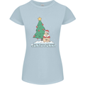 Funny Christmas Santa Bunny Womens Petite Cut T-Shirt Light Blue