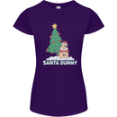 Funny Christmas Santa Bunny Womens Petite Cut T-Shirt Purple