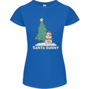 Funny Christmas Santa Bunny Womens Petite Cut T-Shirt Royal Blue