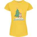 Funny Christmas Santa Bunny Womens Petite Cut T-Shirt Yellow