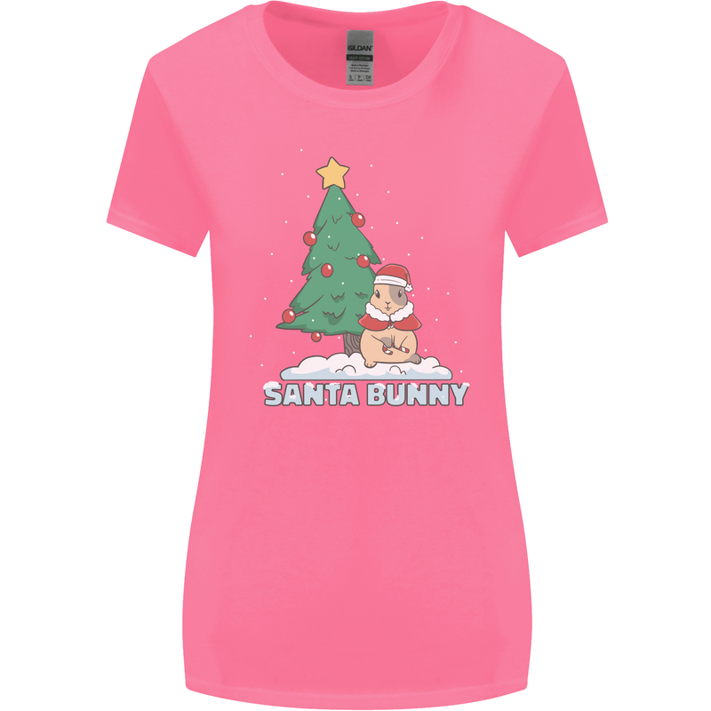 Funny Christmas Santa Bunny Womens Wider Cut T-Shirt Azalea