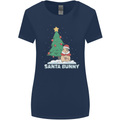 Funny Christmas Santa Bunny Womens Wider Cut T-Shirt Navy Blue