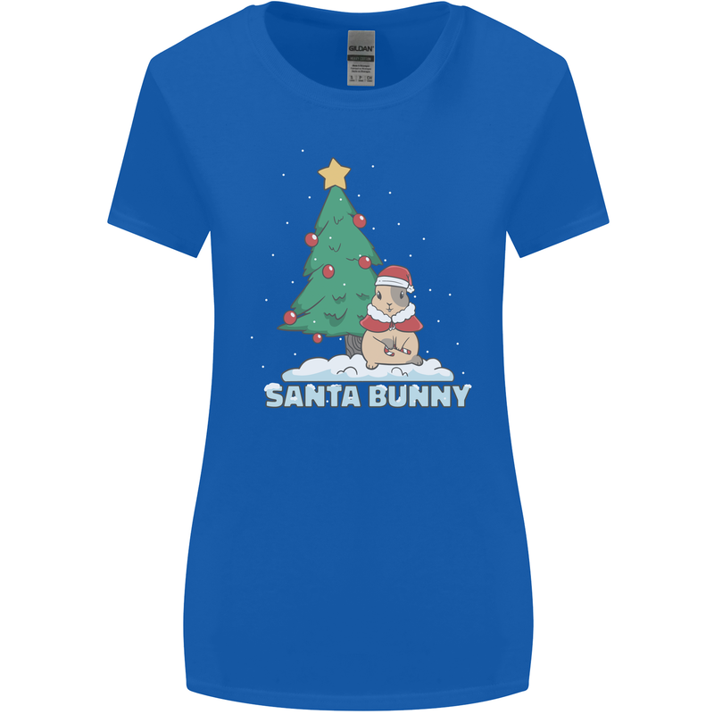Funny Christmas Santa Bunny Womens Wider Cut T-Shirt Royal Blue