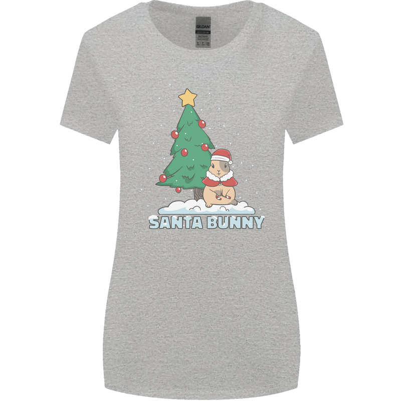 Funny Christmas Santa Bunny Womens Wider Cut T-Shirt Sports Grey