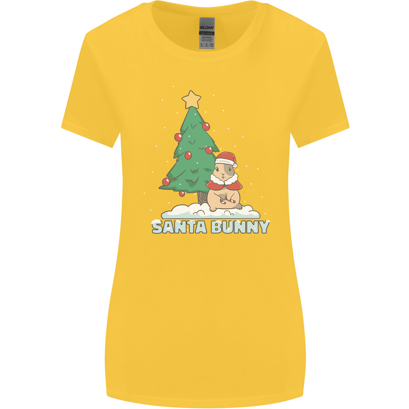 Funny Christmas Santa Bunny Womens Wider Cut T-Shirt Yellow