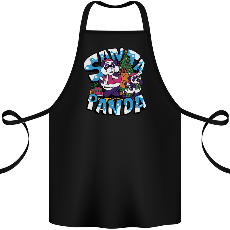 Funny Christmas Santa Panda Cotton Apron 100% Organic Black