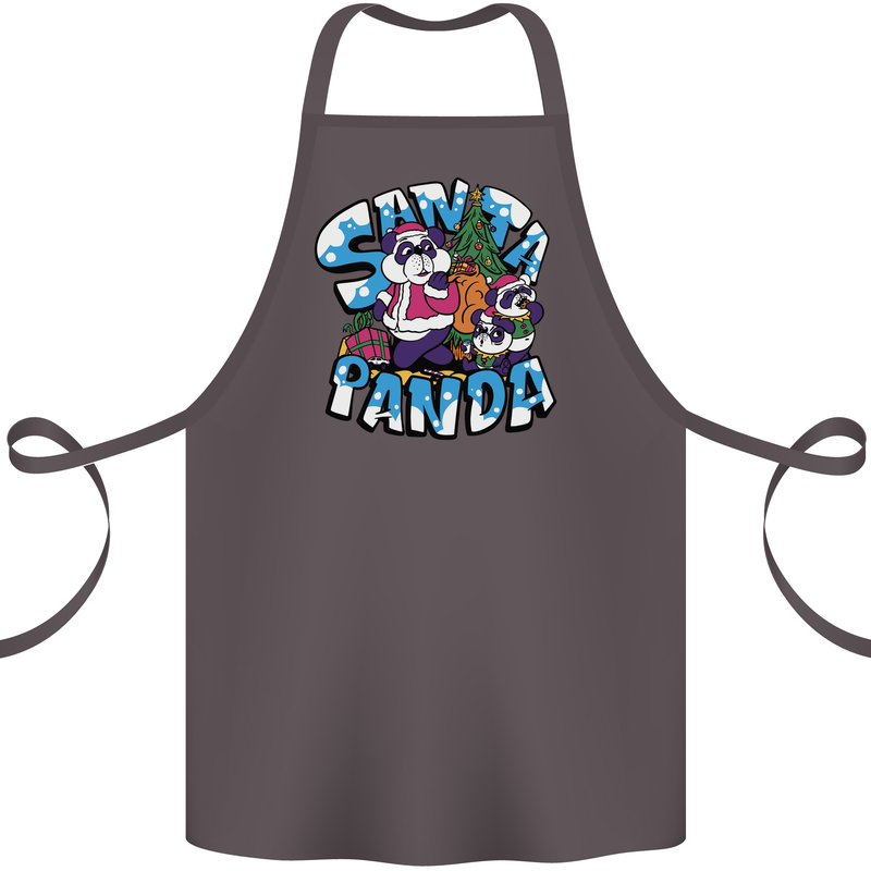Funny Christmas Santa Panda Cotton Apron 100% Organic Dark Grey