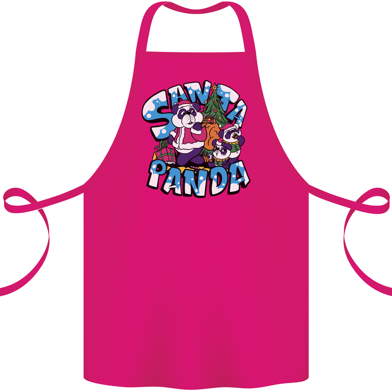 Funny Christmas Santa Panda Cotton Apron 100% Organic Pink
