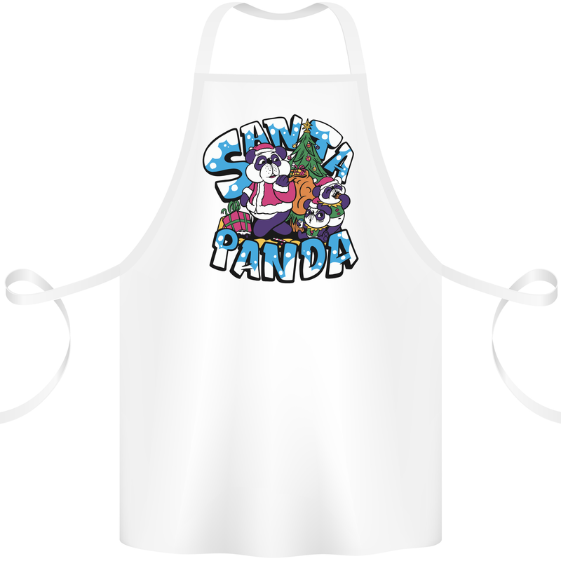 Funny Christmas Santa Panda Cotton Apron 100% Organic White