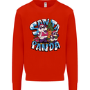 Funny Christmas Santa Panda Kids Sweatshirt Jumper Bright Red
