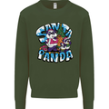 Funny Christmas Santa Panda Kids Sweatshirt Jumper Forest Green