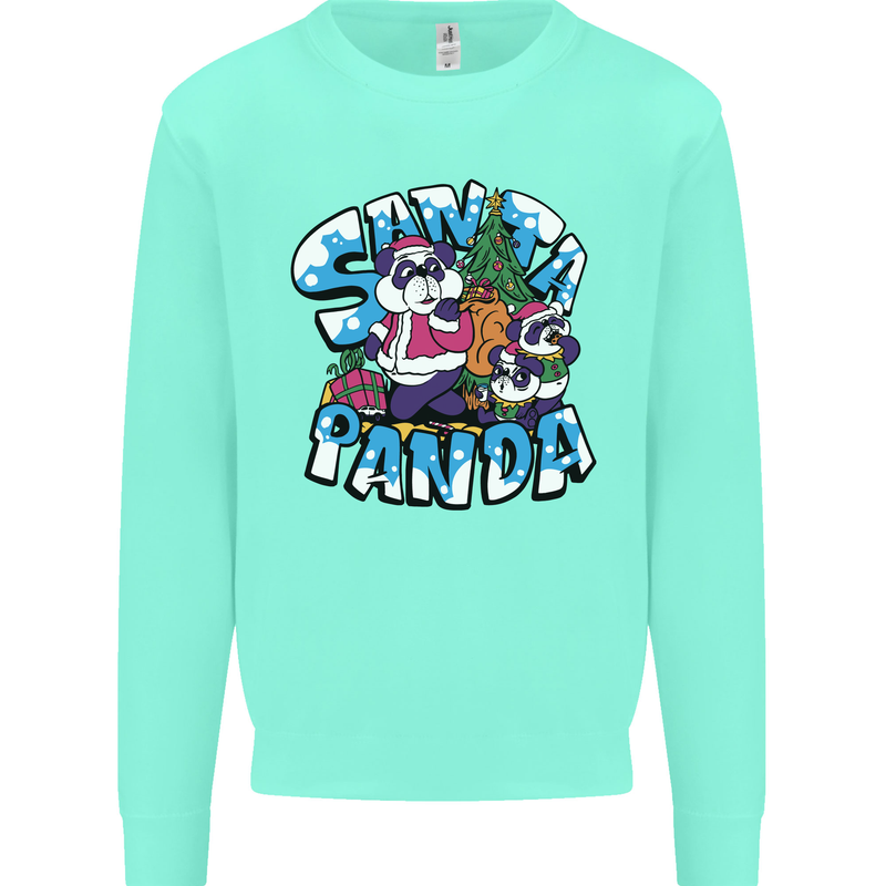 Funny Christmas Santa Panda Kids Sweatshirt Jumper Peppermint