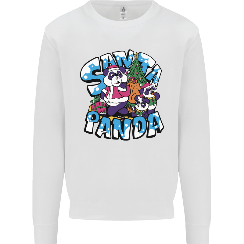 Funny Christmas Santa Panda Kids Sweatshirt Jumper White