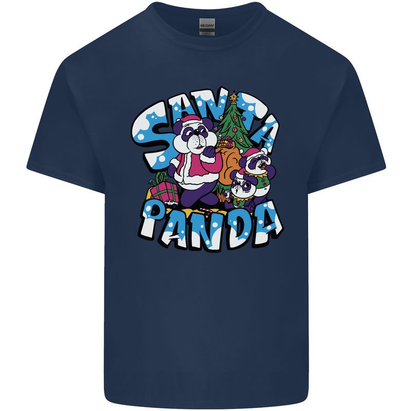 Funny Christmas Santa Panda Kids T-Shirt Childrens Navy Blue