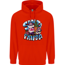 Funny Christmas Santa Panda Mens 80% Cotton Hoodie Bright Red