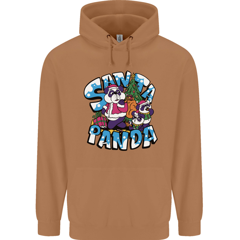 Funny Christmas Santa Panda Mens 80% Cotton Hoodie Caramel Latte