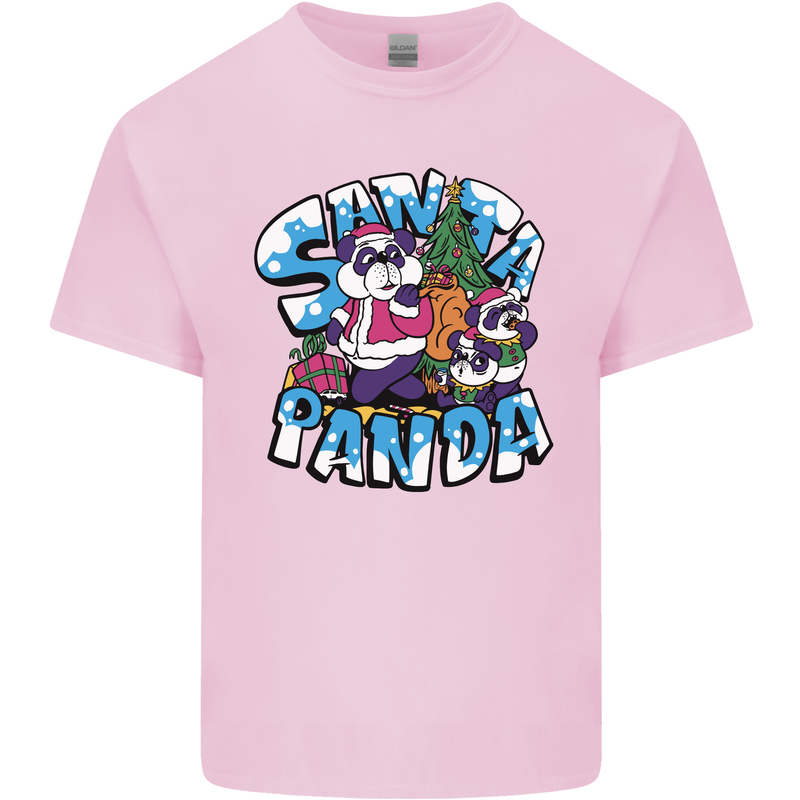 Funny Christmas Santa Panda Mens Cotton T-Shirt Tee Top Light Pink