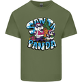 Funny Christmas Santa Panda Mens Cotton T-Shirt Tee Top Military Green